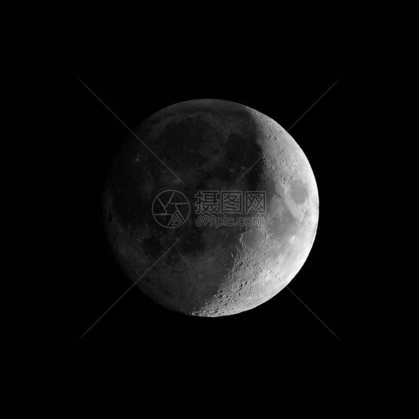 用天文望远镜看到的打蜡新月黑白方形1图片