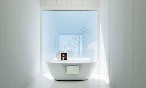 豪华厕所和按摩浴缸室内设计构想概念和白色图片