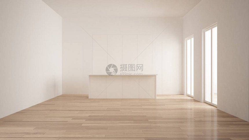 极简主义的现代空房间图片