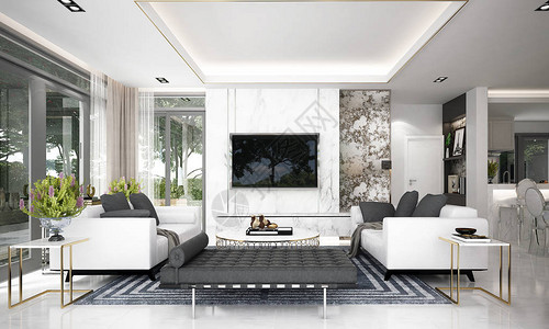 现代豪华室内设计和混凝土墙背景和背景图片