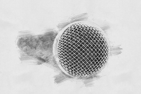 麦克风黑白素描用铅笔图片
