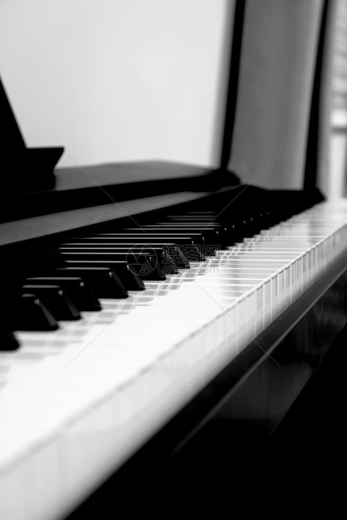 黑色和白色的钢琴键侧视图图片