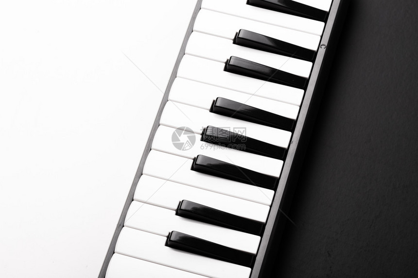 古典黑白钢琴键盘特写图片