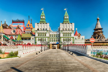 俄国莫斯科文化中心Izmailovo的KremlininIzma背景图片