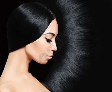 黑头发的女人时尚发型背景图片