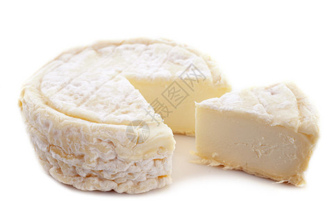 白色背景前的圣马塞林奶酪背景图片