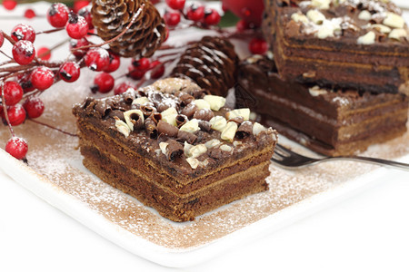 圣诞巧克力蛋糕片图片