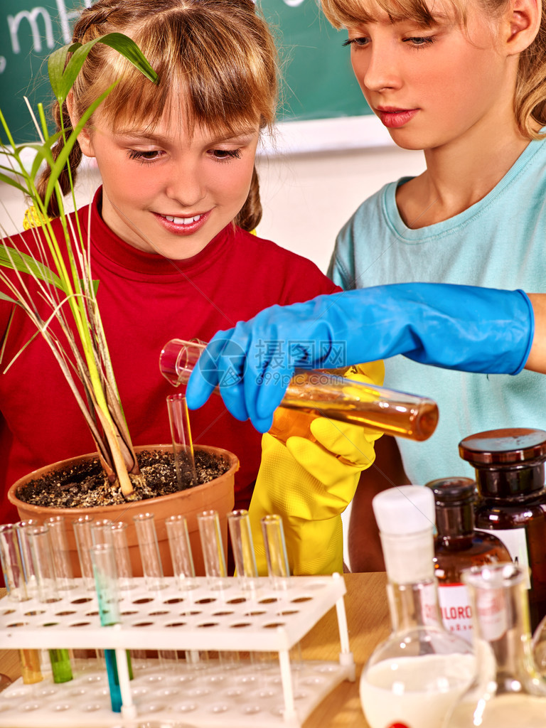 孩子们在生物课上做实验图片