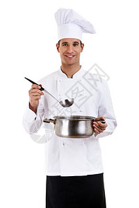 主厨孤立于白色背景上图片