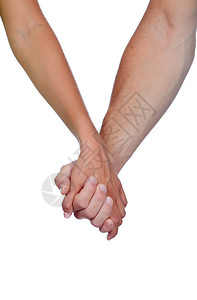 手握着两个情侣的手孤立图片