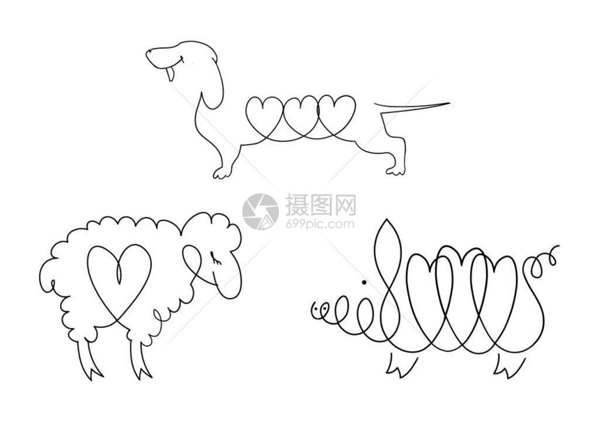 收集动物的图标用各种应用图解图片