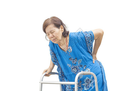 亚裔高龄妇女背部疼痛地图片
