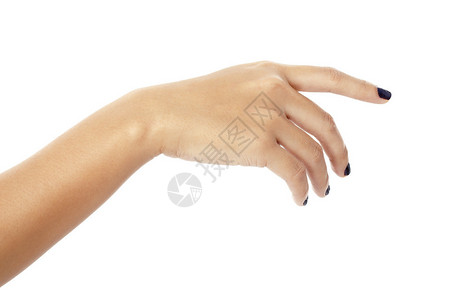 画指甲的女人的手用食指点图片