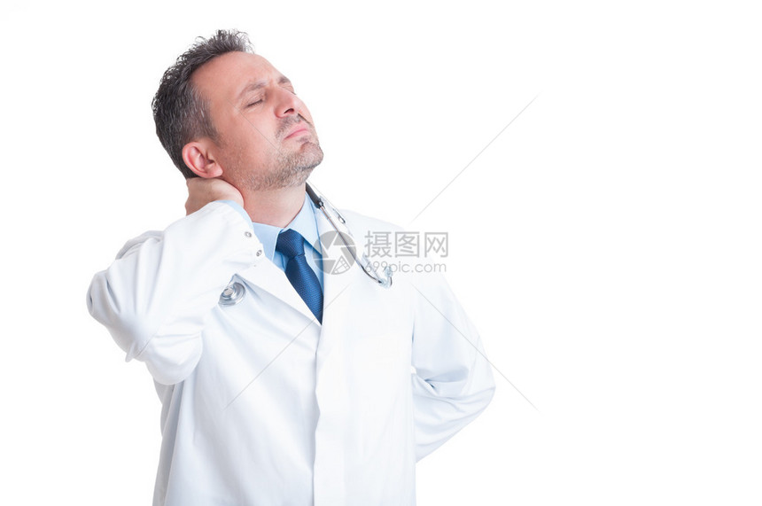 医生或医务人员背部颈疼痛图片
