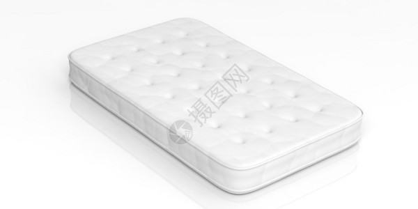 在白色上隔离的3d渲染床垫背景图片