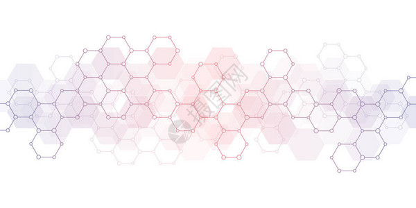 含有分子结构和化学工程的几何背景纹理六边形态的简要背景图文图片