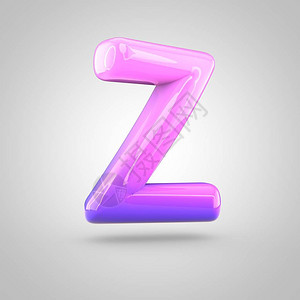 有光泽的粉红色和紫色渐变油漆字母Z大写气泡扭曲字体的3D渲染图片