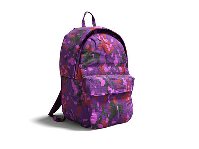 现代军用背包在学校为男孩和青少年提供紫色粉红色3d渲染在白图片