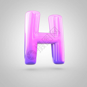 光滑粉色和紫色梯度涂料字母H大写3D将泡沫扭曲的字体转换成白色背景背景图片