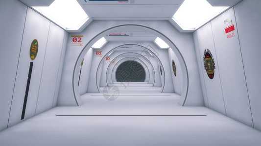 3d渲染未来的室内走廊建筑图片