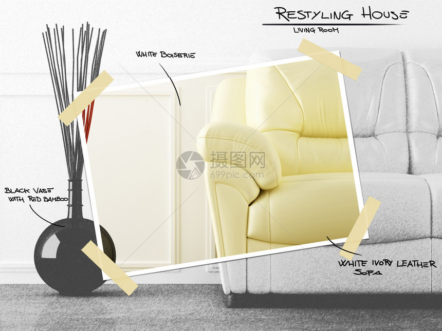 光化白色室内舒适的皮革沙发用于图片