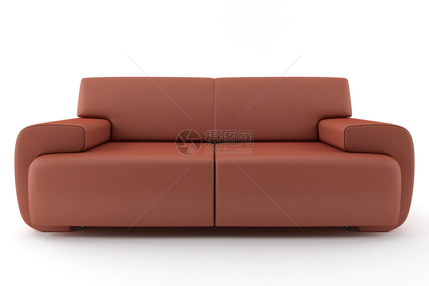 孤立在白色背景上的3d棕色沙发图片