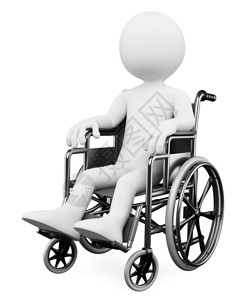3D身患轮椅残疾的白人图像孤图片