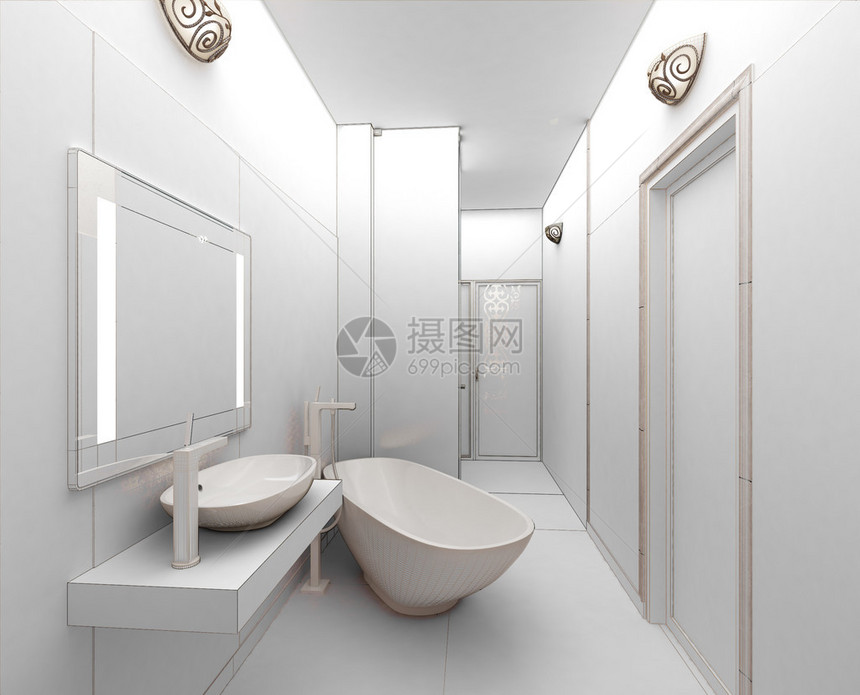 现代浴室内设计3D铸图片