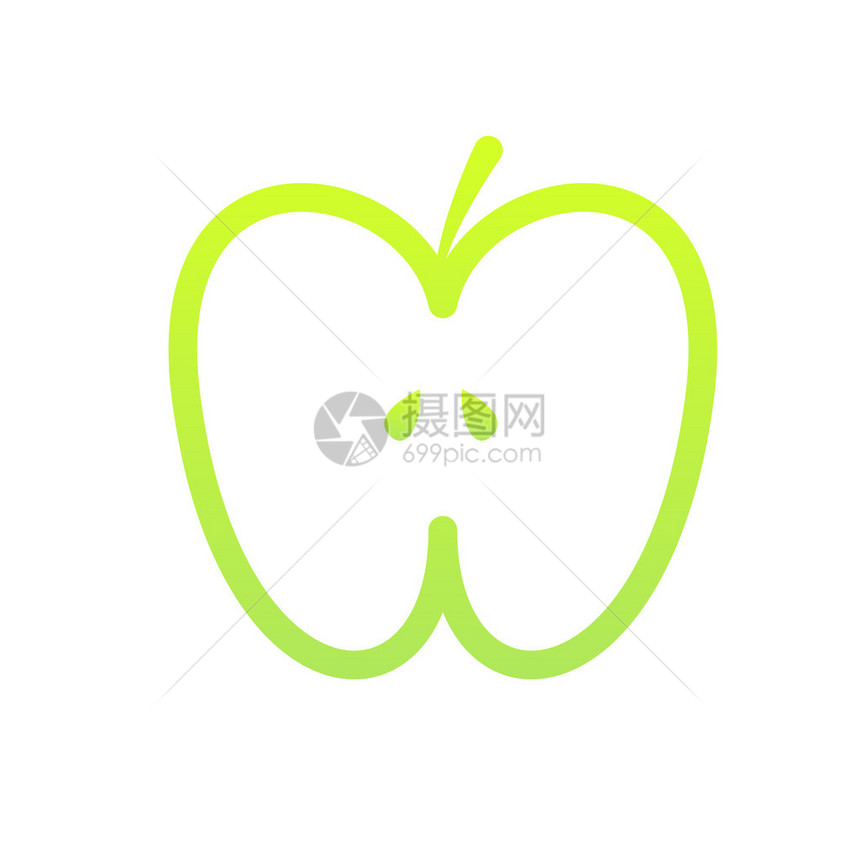 青苹果轮廓的简单图解图片