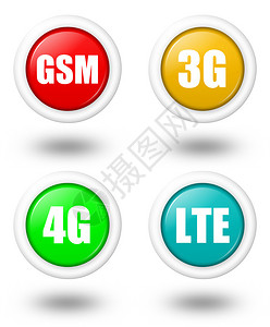 彩色LTE4G3G和GSM电信图标集图片
