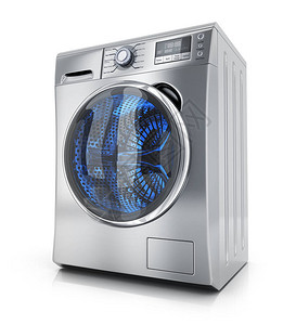 白色背景的现代衣服洗衣机图片