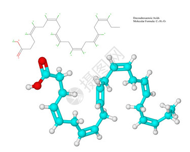 维生素fomega3二十碳六烯酸DHA分子高清图片