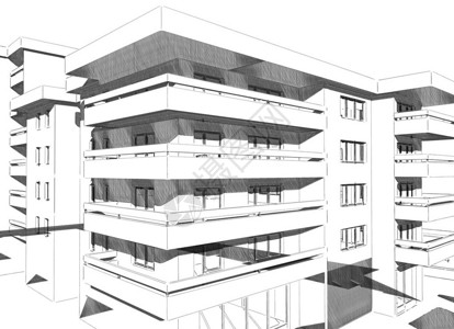 绘制现代住宅建筑的图图片