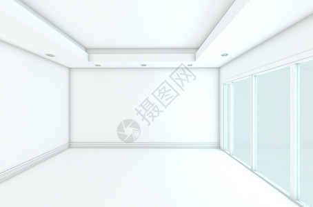 空房间装饰有玻璃门的白墙图片