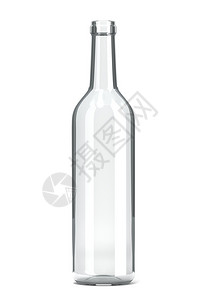白色背景上的空单个透明玻璃瓶图片