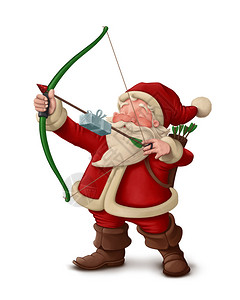有礼物的圣诞老人弓箭手在箭头图片