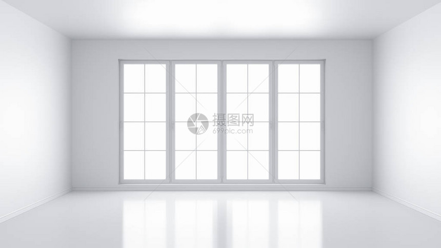 从窗口和内部白色房间的图片