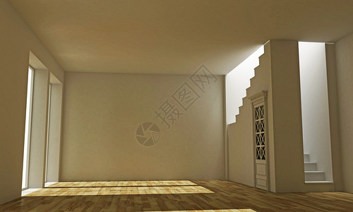 一个空荡的白色房间的插图图片