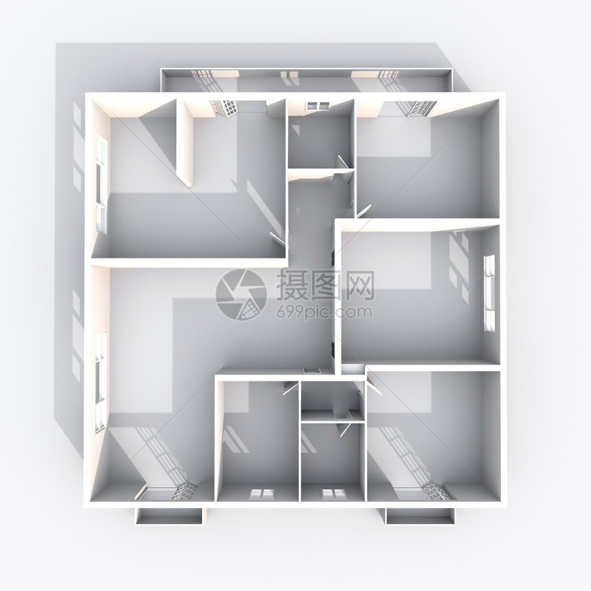 纸模型公寓3d室内渲染图片