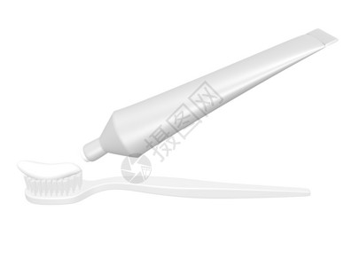 牙刷和牙膏的3d渲染图片