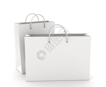 两个白色的空购物袋背景图片