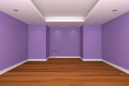 室内装有空房用木地板装饰紫色墙壁在图片