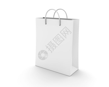 白色的空购物袋用于广告和品牌推广图片