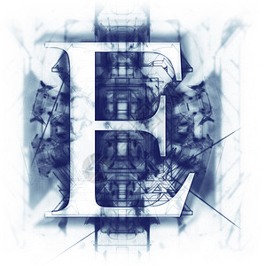 蓝色抽象字母E图片