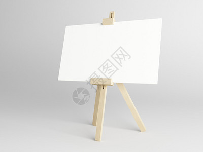 木制画架上家的空白画布背景图片