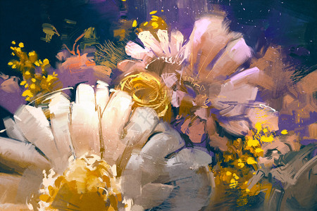油画风格的花束插图图片