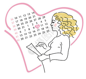 怀孕母亲在出生日期的日历上的背景相片插画