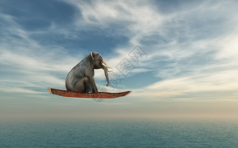 大象在海洋的地毯上飞翔这是图片