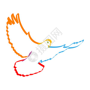 陶鹰鼎象征和平的彩色鸽子插画插画