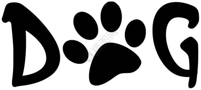 狗爪单词Dog卡通字符中的设计图片